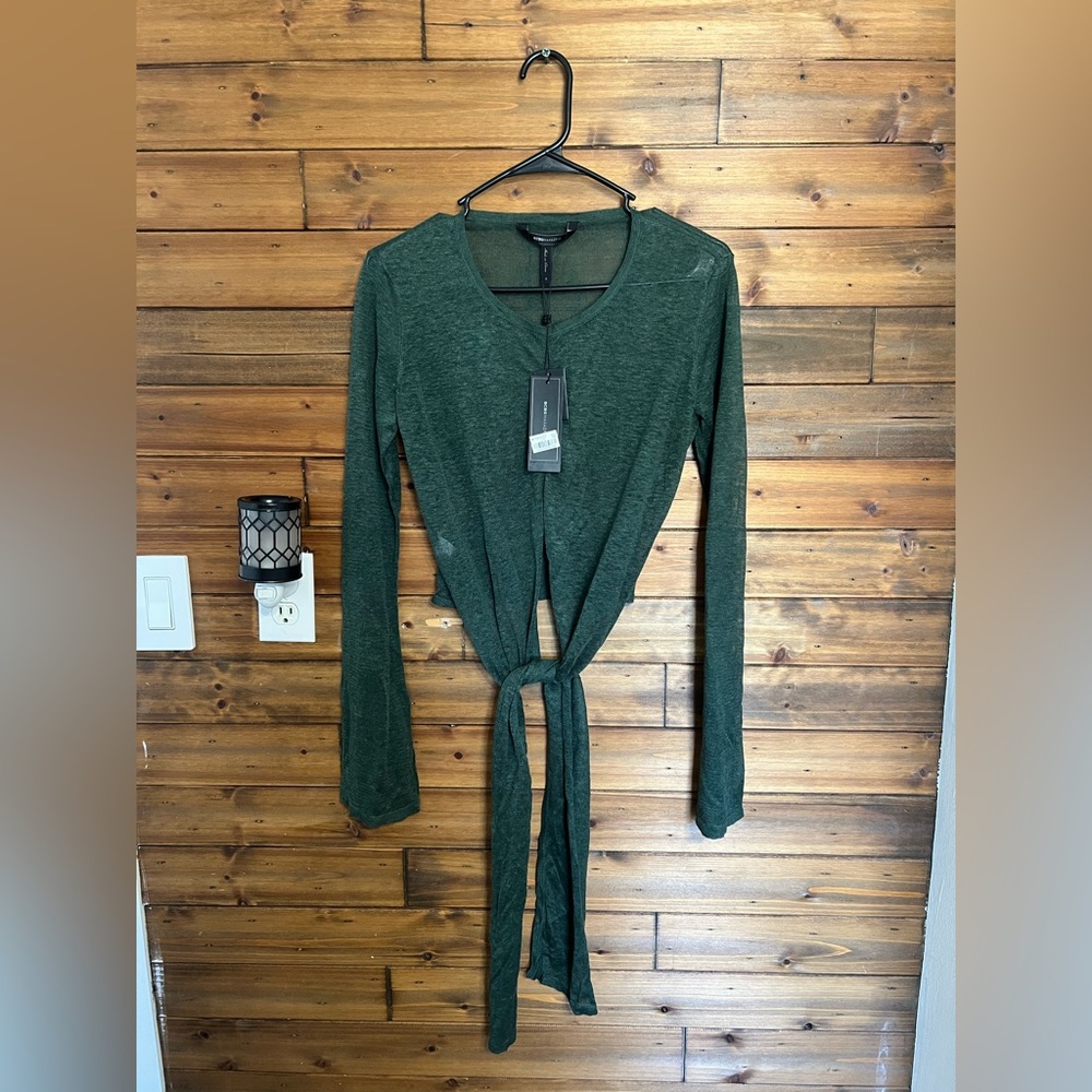 BCBGMaxAzria Green Tie-Front Blouse